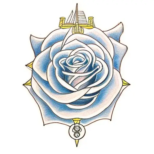 Design A Traditional Tattoo Of A Rose Intertwined With A Compass