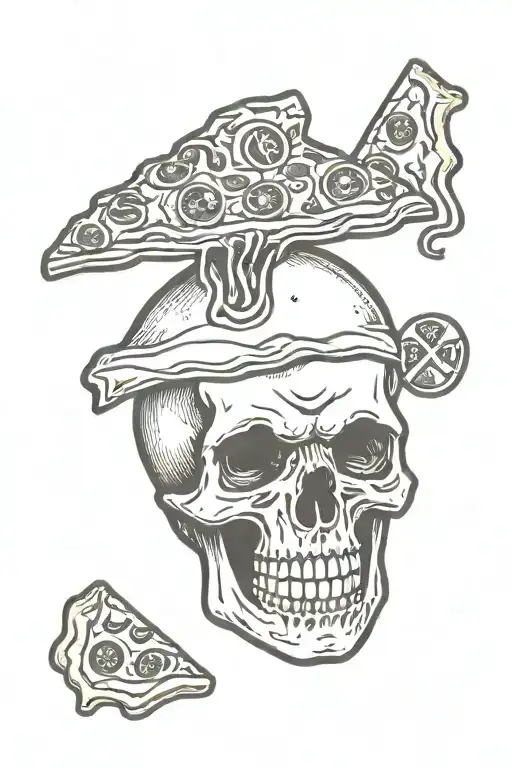 Skull Head With Pizza Tongue Coming