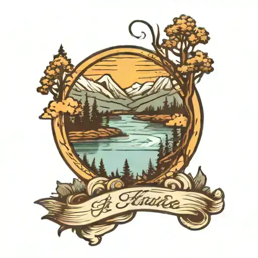 A Nurse Practitioner Symbol Integrated Into A Mountain Landscape With A Lake At The Base