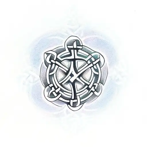 Celtic Triskelion Surrounded By Ouroborous