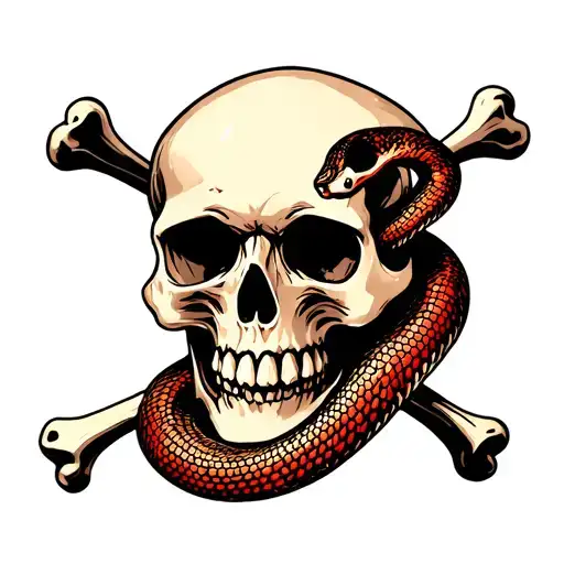 Skull With A Snake And Bone Through Its Face