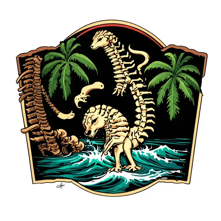 Beach Animal Spine Tatoo Inspired