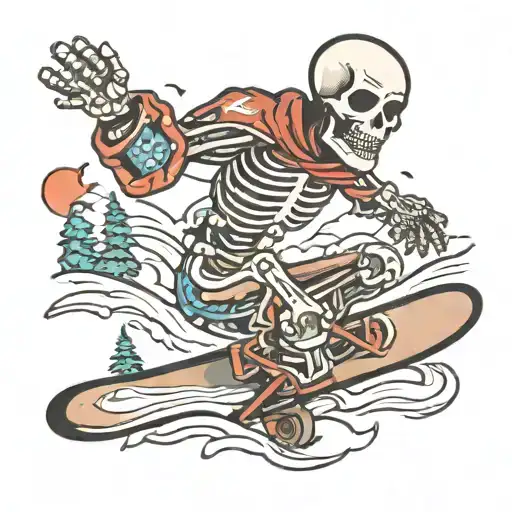Skeleton On Snowboard Look