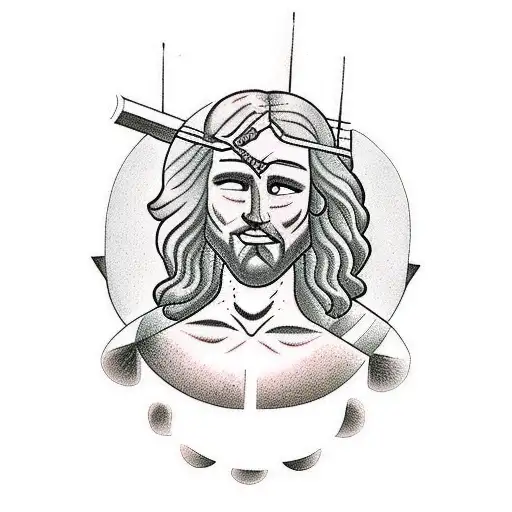 Muscular Jesus Carrying The Cross