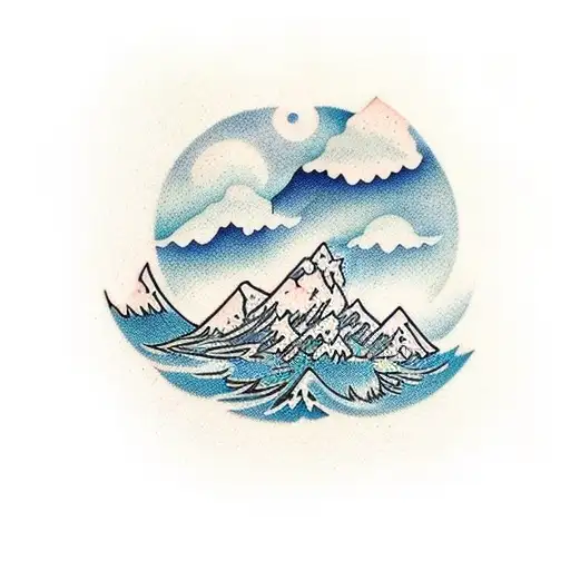 Ocean And Mountains With Trees