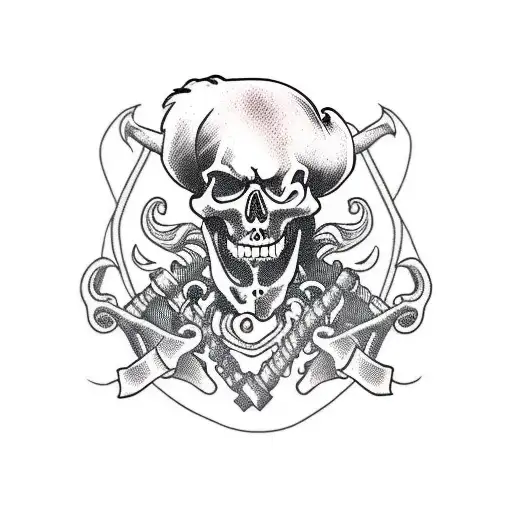 Skeleton Pirate With Large Black Beard And Long Curly Hair Wearing A Tricorn And Drinking Rum