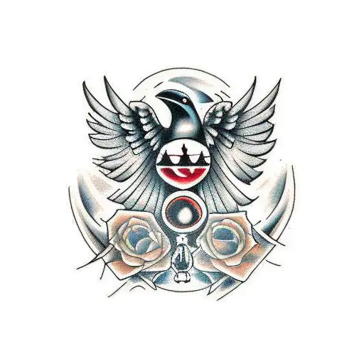 Raven With Hourglass Broken In His Beak