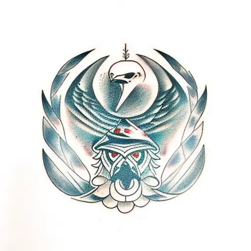 Nordic Theme Tatto With A Hawk