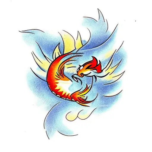 Koi Fish And Phoenix Bird