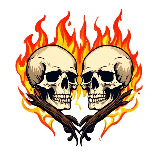 Two Skulls On Fire Simple