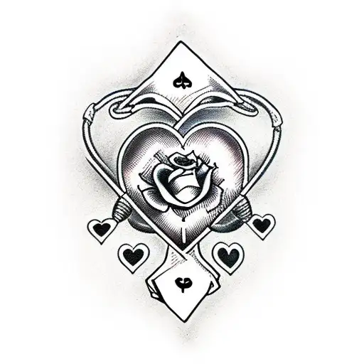 Ace Of Hearts With Rose And Rattle Snake