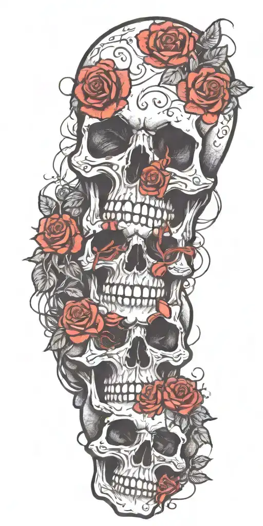 Skull With Roses Tangled