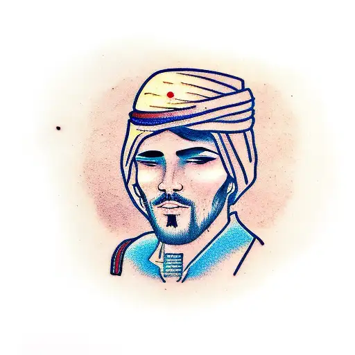 Man With A Litham Masking His Head In The Desert Arabic Style