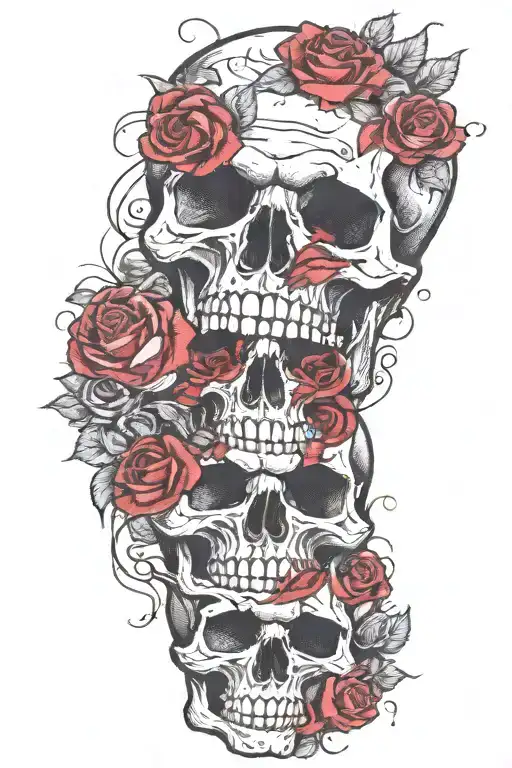 Skull With Roses Mixed