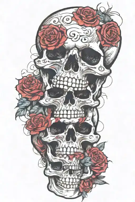 Skull With Roses Mixed