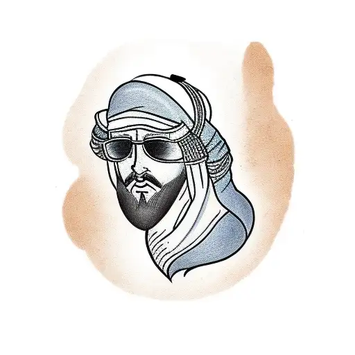 Man With A Litham Masking His Face In The Desert Arabic Style