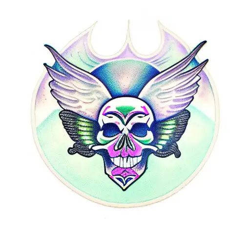 Skull Moth With Purple And Green Wings