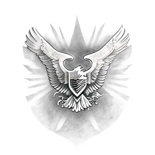 Black And Gray American Traditional Eagle Chest