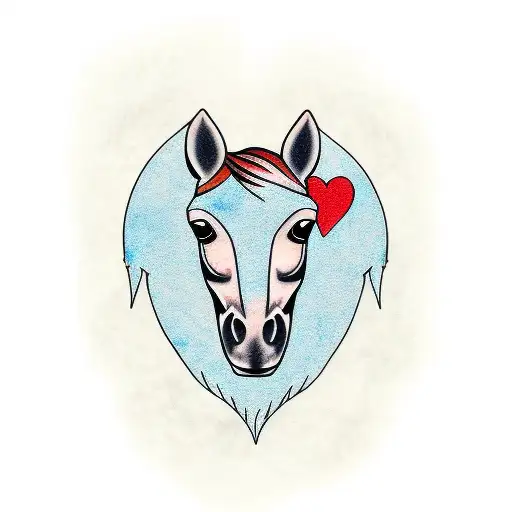 Chest Tattoo Horse Head With Broken Heart