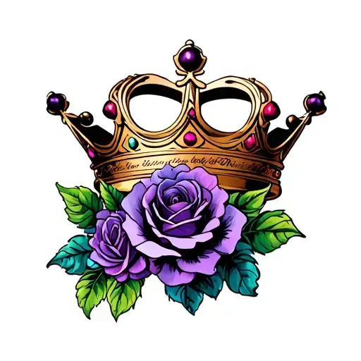 Crown With Rose Flower And Violet Flower
