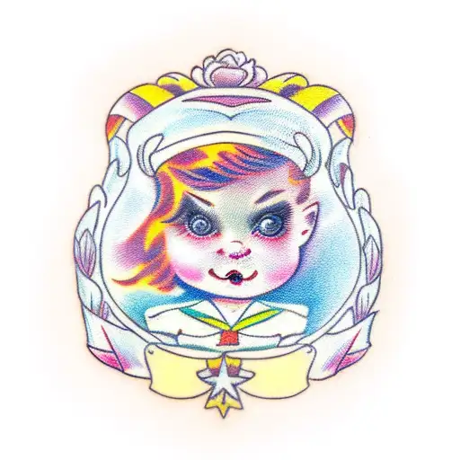 Little Girl Holding A Blurry Mirror