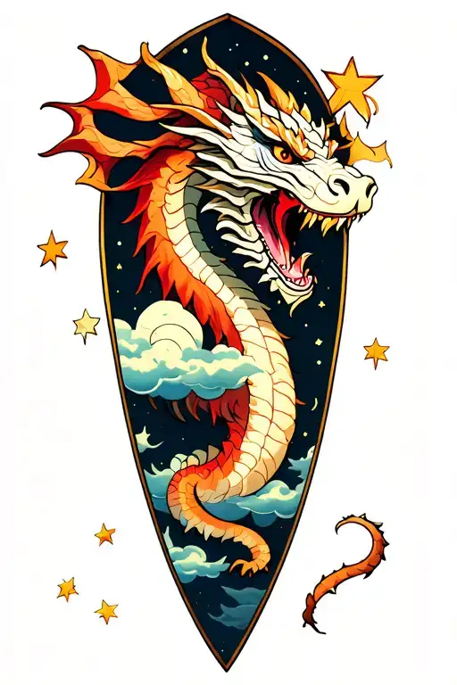 12Cm Falkor Luck Dragon In Stars And Clouds