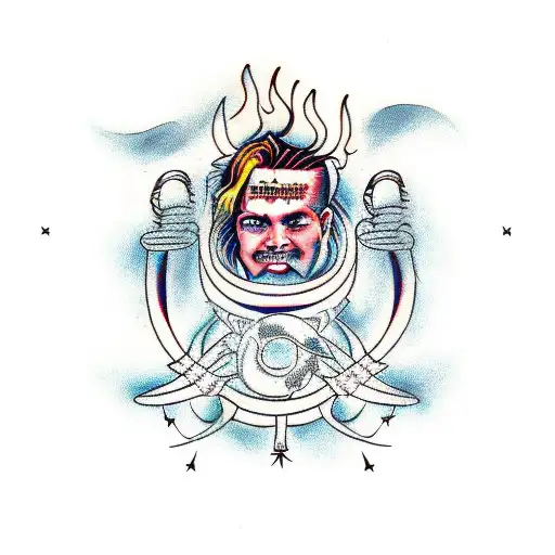 Bed Of Nails & Fire Eating Performer In The Style Of Sideshow Banner Art