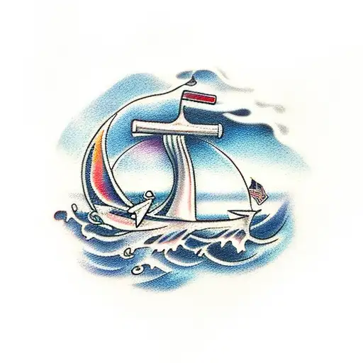 Wind Blowing Over The Ocean With A Barely Visible Anchor