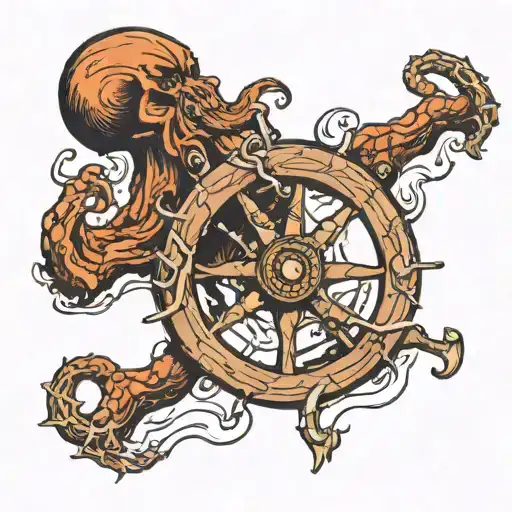 Kraken Wrapped Around Ships's Helm And Breaking It Apart