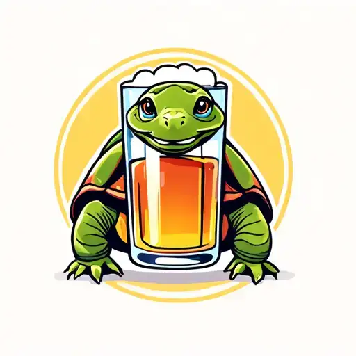 Cartoon Turtle Looking Through Pint Glass