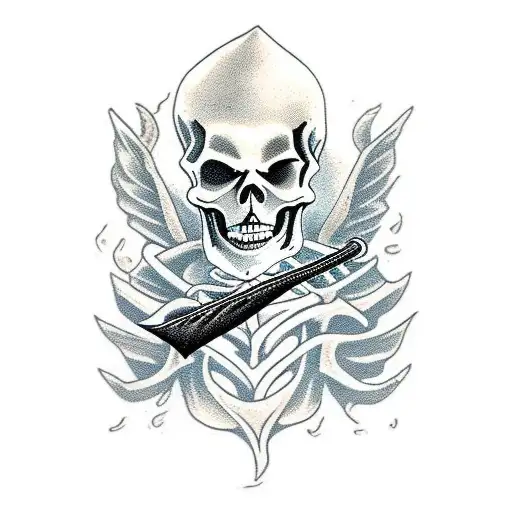 Skeleton In Dark Cape With A Scythe With Body