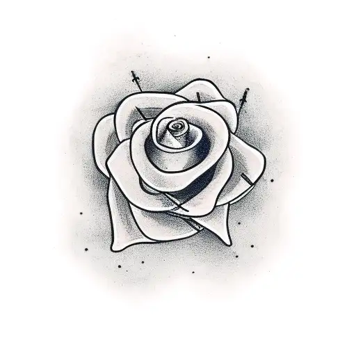 A Minimalist Tattoo Of A Snake Intertwined With A Rose