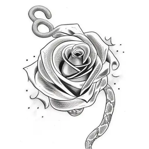 A Tattoo Of A Snake Intertwined With A Rose