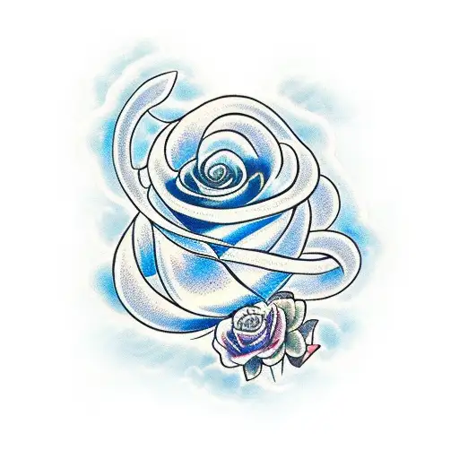 Wrap Around Viper On A Blue Rose