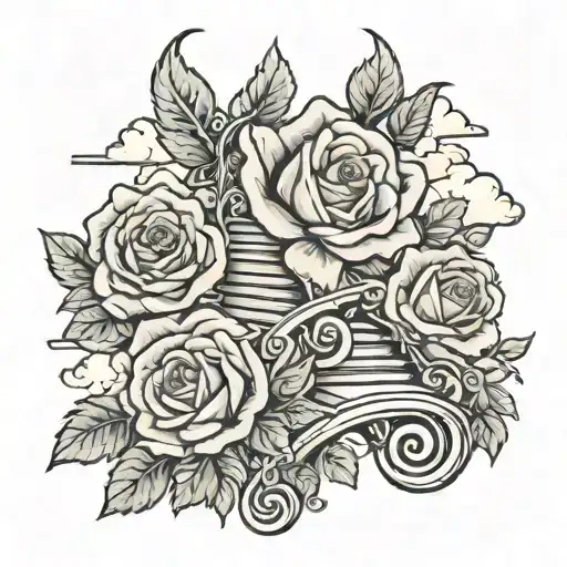 Rose And Heaven Staircase With Clouds