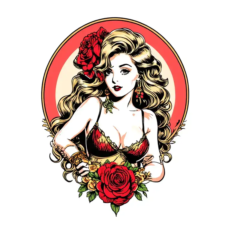 Pin Up Girl With Long Hair