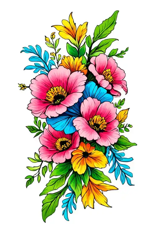 Bright Flowers Intertwined