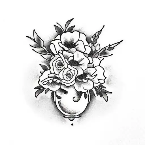 Black And White Vase With Flowers