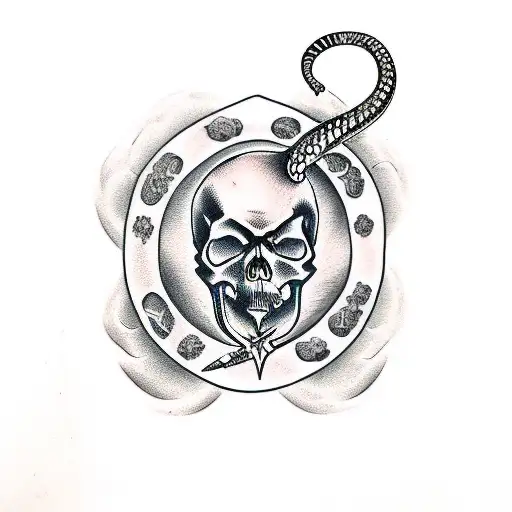Skull With Dagger And Snake