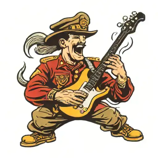 Soldier Firing A Electric Guitar