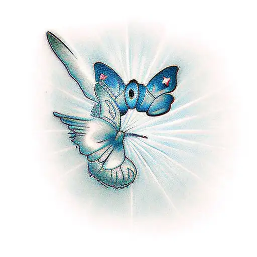 A Man Emerging From A Dark Doorway In Shadow He Is Reaching For A Blue Butterfly In The Light