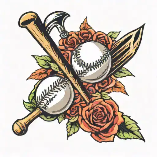 Baseball And Music Note Intertwined