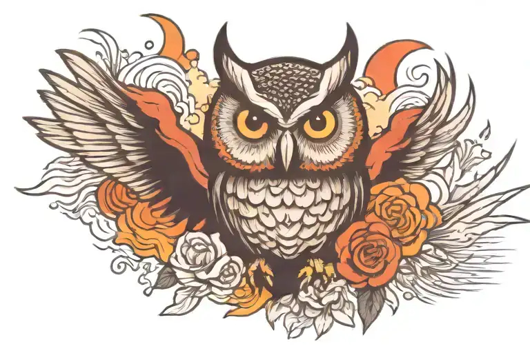 Owl On Exploding Volcano