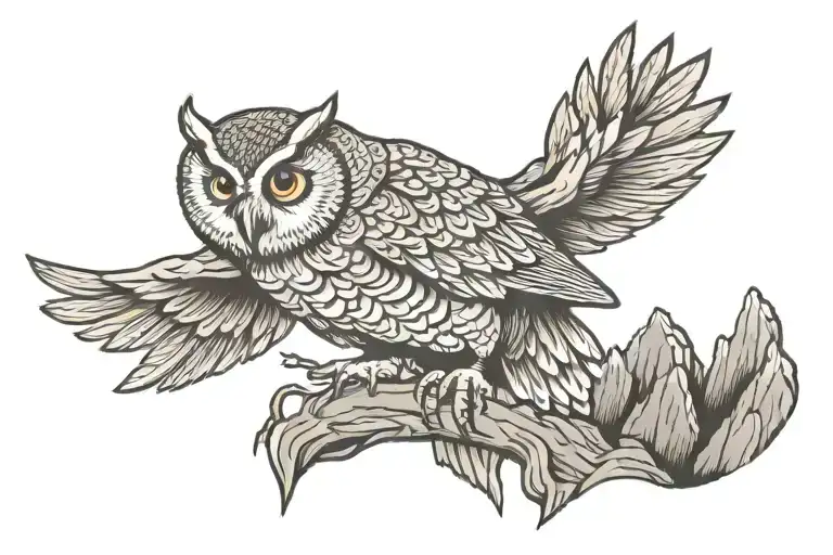 Owl On Volcano Flowing Lava