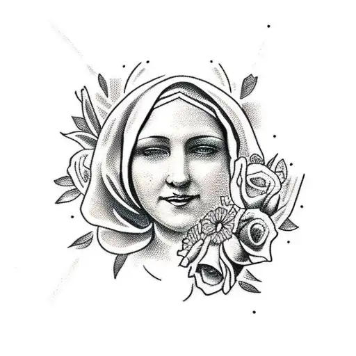 Mother Mary With Flowers
