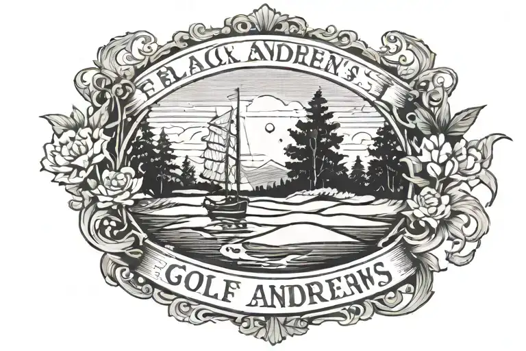 Black Ink St Andrew's Golf Course Calmness Presence