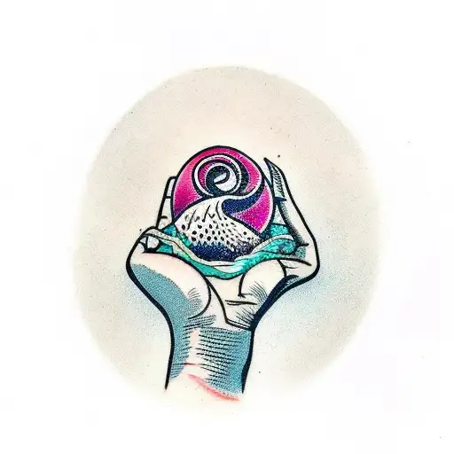 Hand Holding A Seashell With A Broken Chain