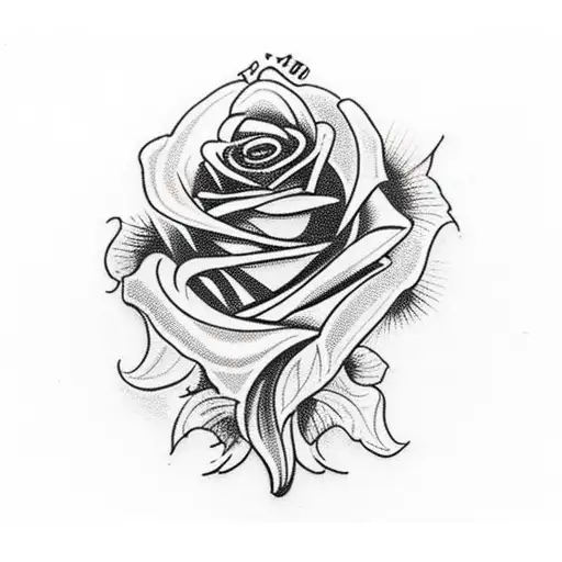 Black Rose On Knee Cap With 1995 Just Above Knee Cap In Old English