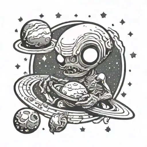 Alien Eating Planets Galaxy Space