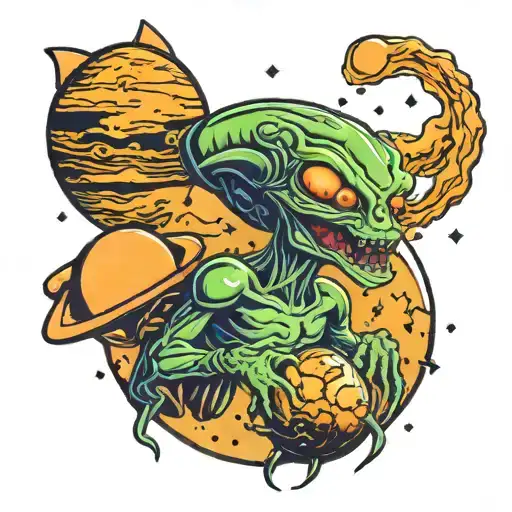 Alien Eating Planets Orbiting